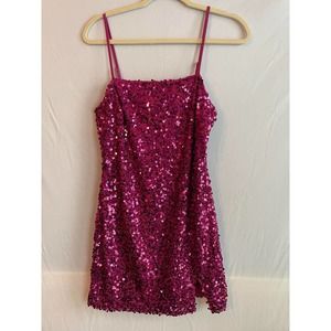Wild Fable Hot Pink Sequence Slip Dress Juniors Size Medium